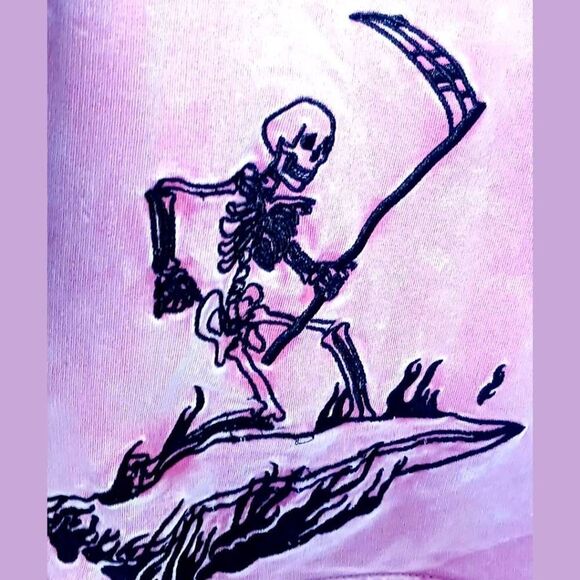 TORRID Plus Size Mauve Wash  Shortfall French Terry Surf Skulls Short Overalls - Picture 5 of 16